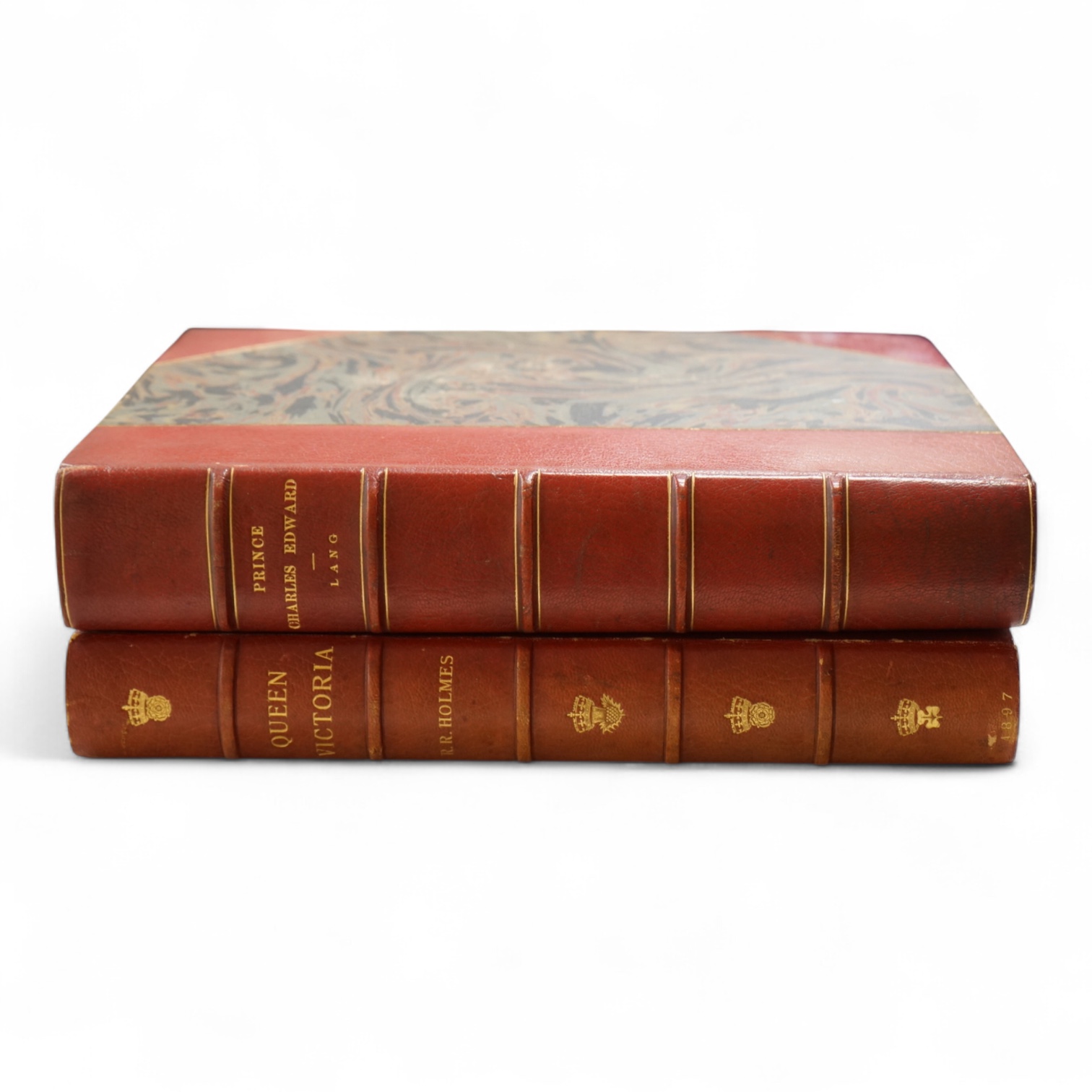 Holmes, Richard R. - Queen Victoria. coloured frontis., num. portraits and other plates (with captioned guards), text illus.; publisher's gilt red half morocco and cloth with panelled spine, gilt top, folio. London & Par